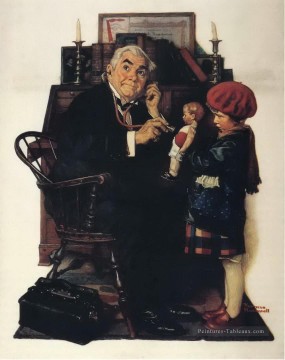 Norman Rockwell Painting - Doctor y muñeca Norman Rockwell